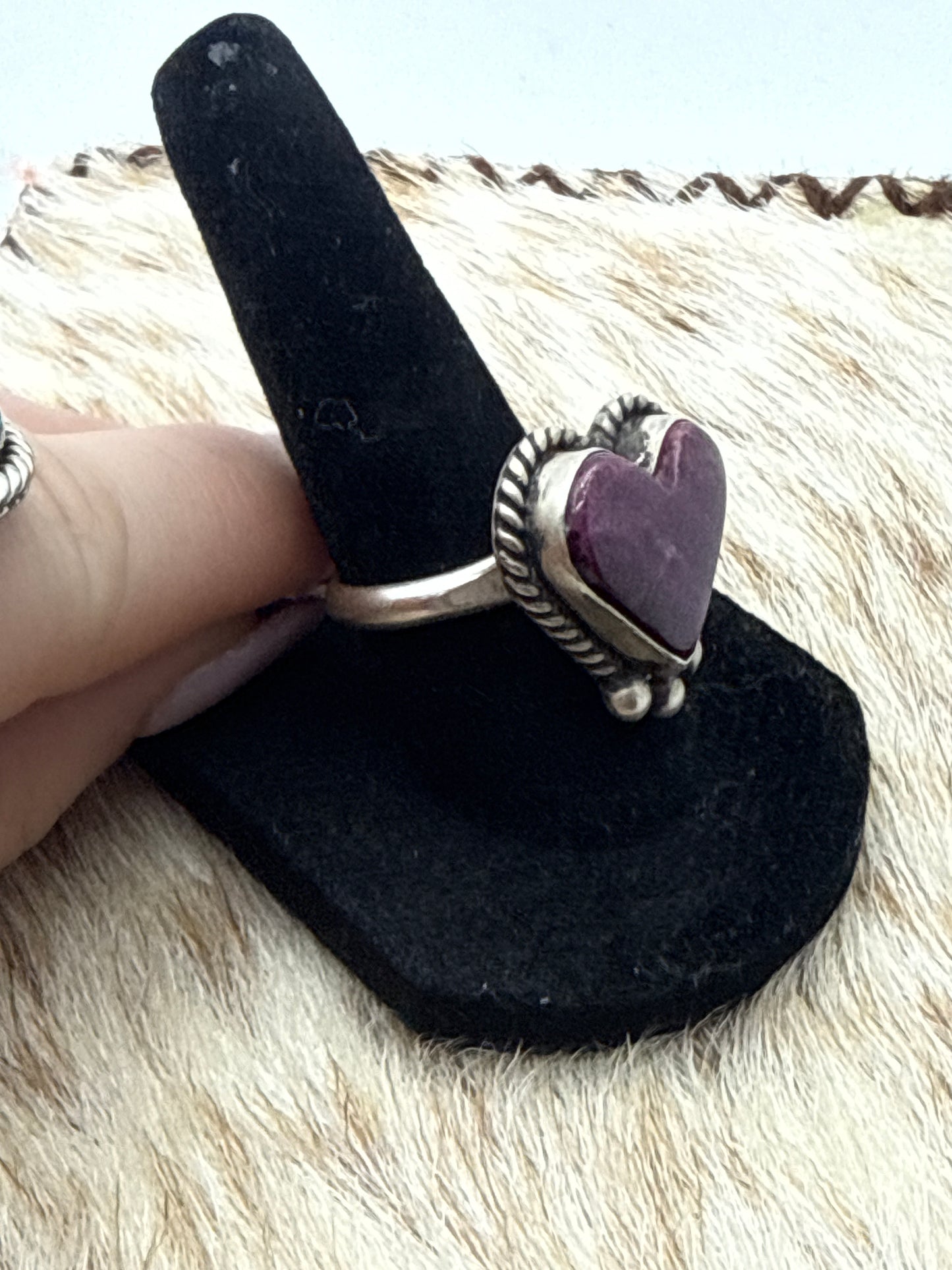 Adjustable Purple Spiny Ring by Irene Kee, Navajo