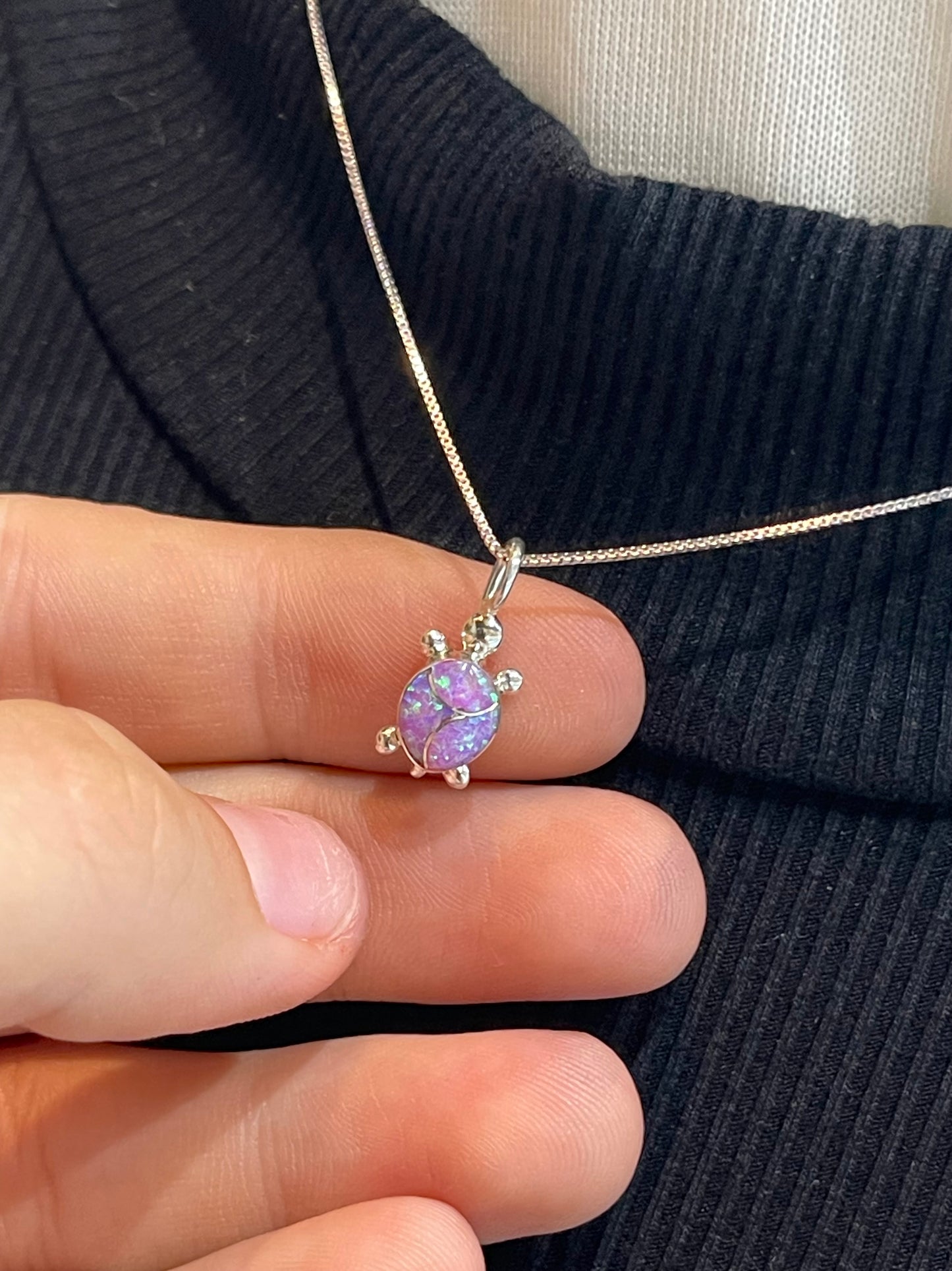 16" Pink Opal Turtle Pendant Necklace by Verona Vastatin, Zuni