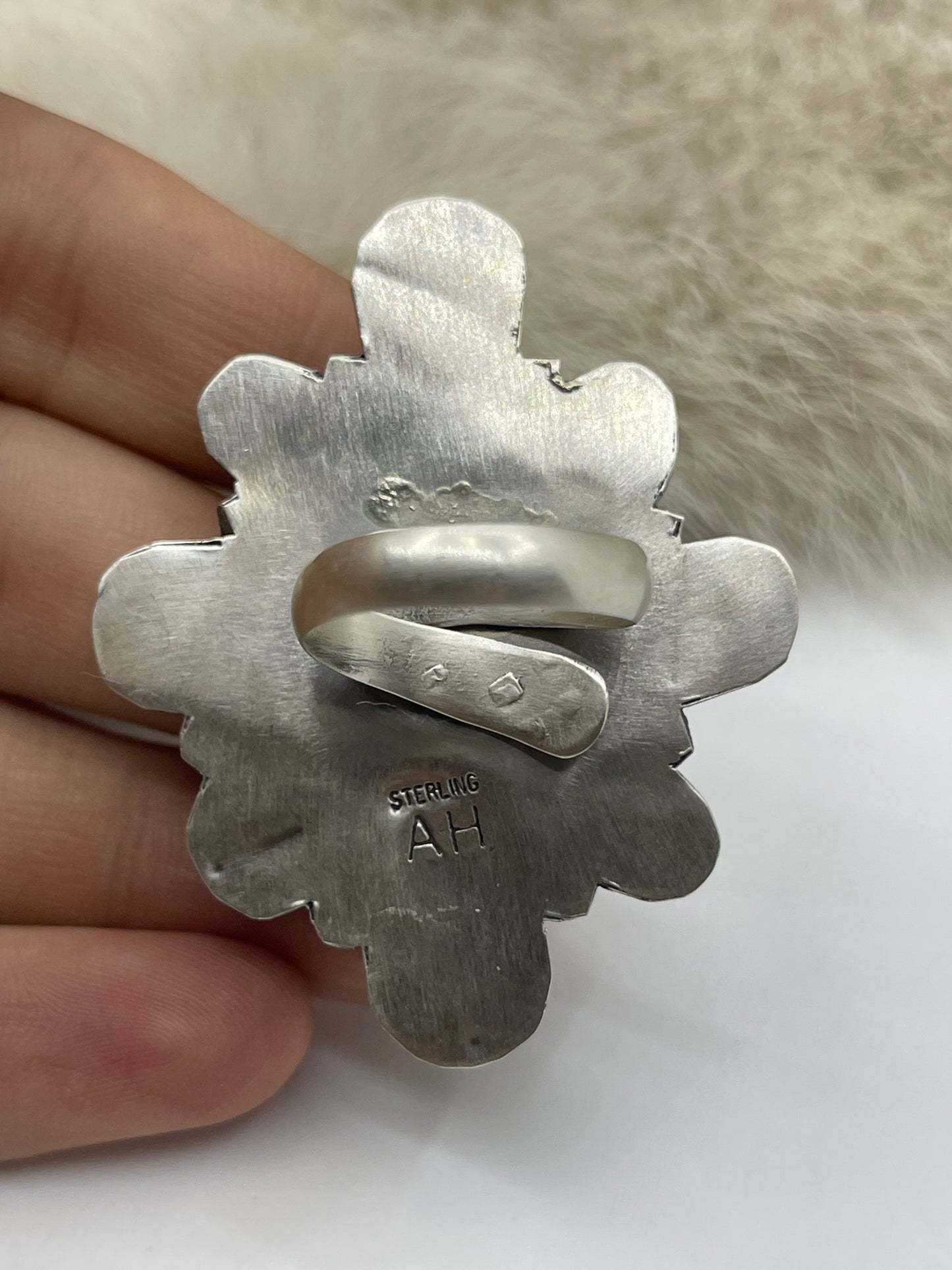 Adjustable 7.0-11.0 Sonoran Gold Turquoise Cluster Ring by Aldora Henry, Navajo
