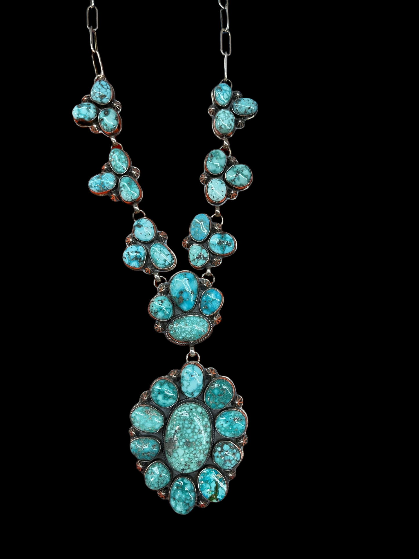 Kingman Web Turquoise Lariat by Ken Nez, Navajo