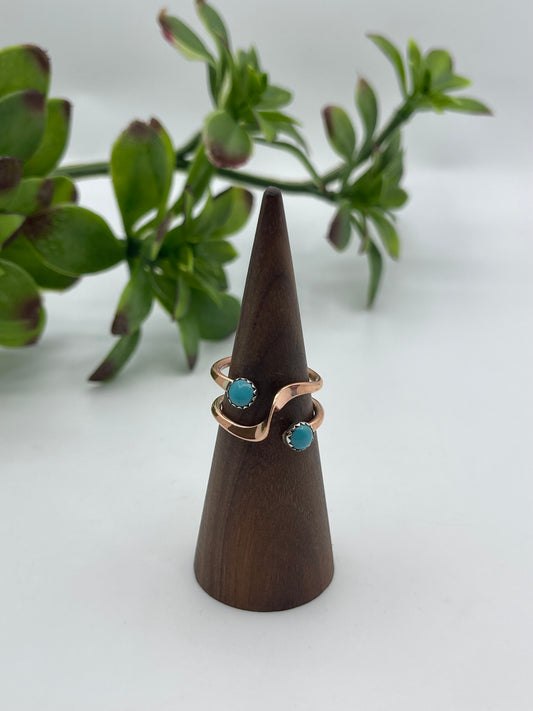 9.0 Copper Ring With Turquoise By Gerald & Yolanda Skeets