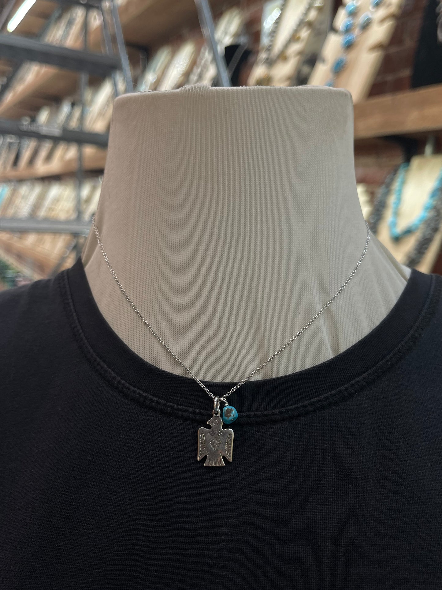 16" Thunderbird and Turquoise Necklace