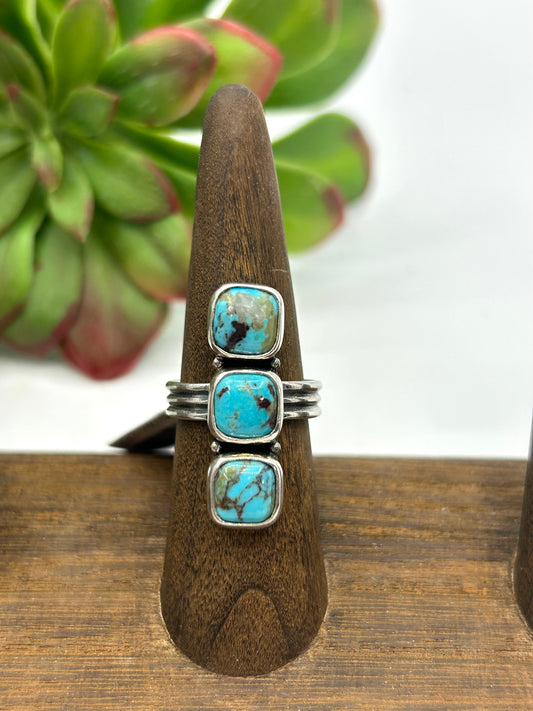 7.0 3 Stone Turquoise Ring