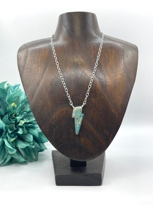 16" Turquoise Lightning Bolt Necklace