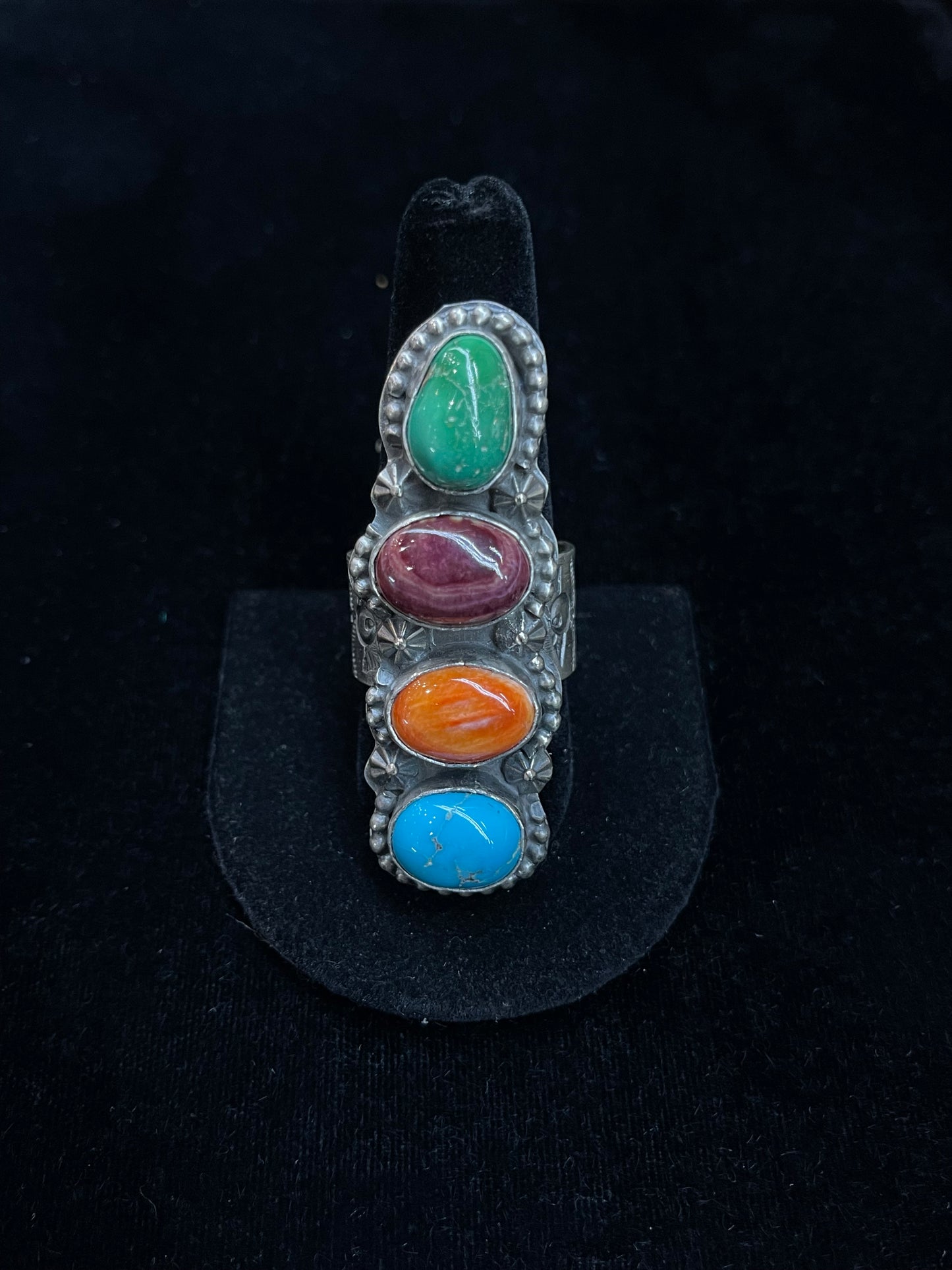 10.5 Multi 4 Stone Ring by Boyd J. Ashley, Navajo