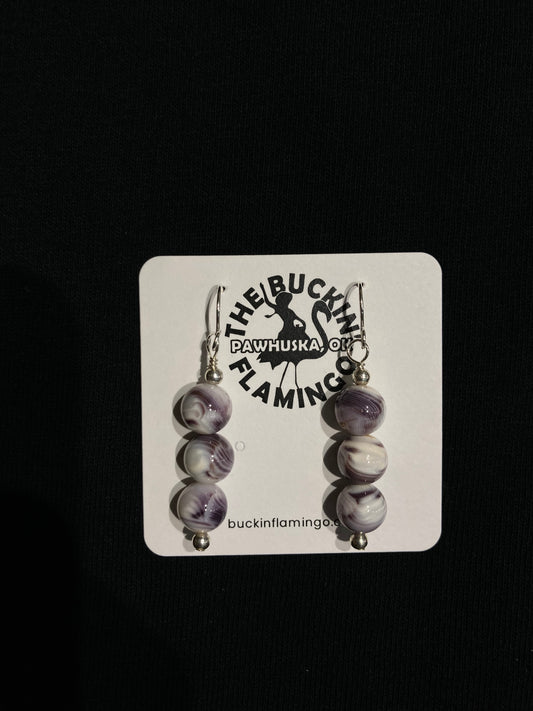3 Wampum Shell Dangle Earrings
