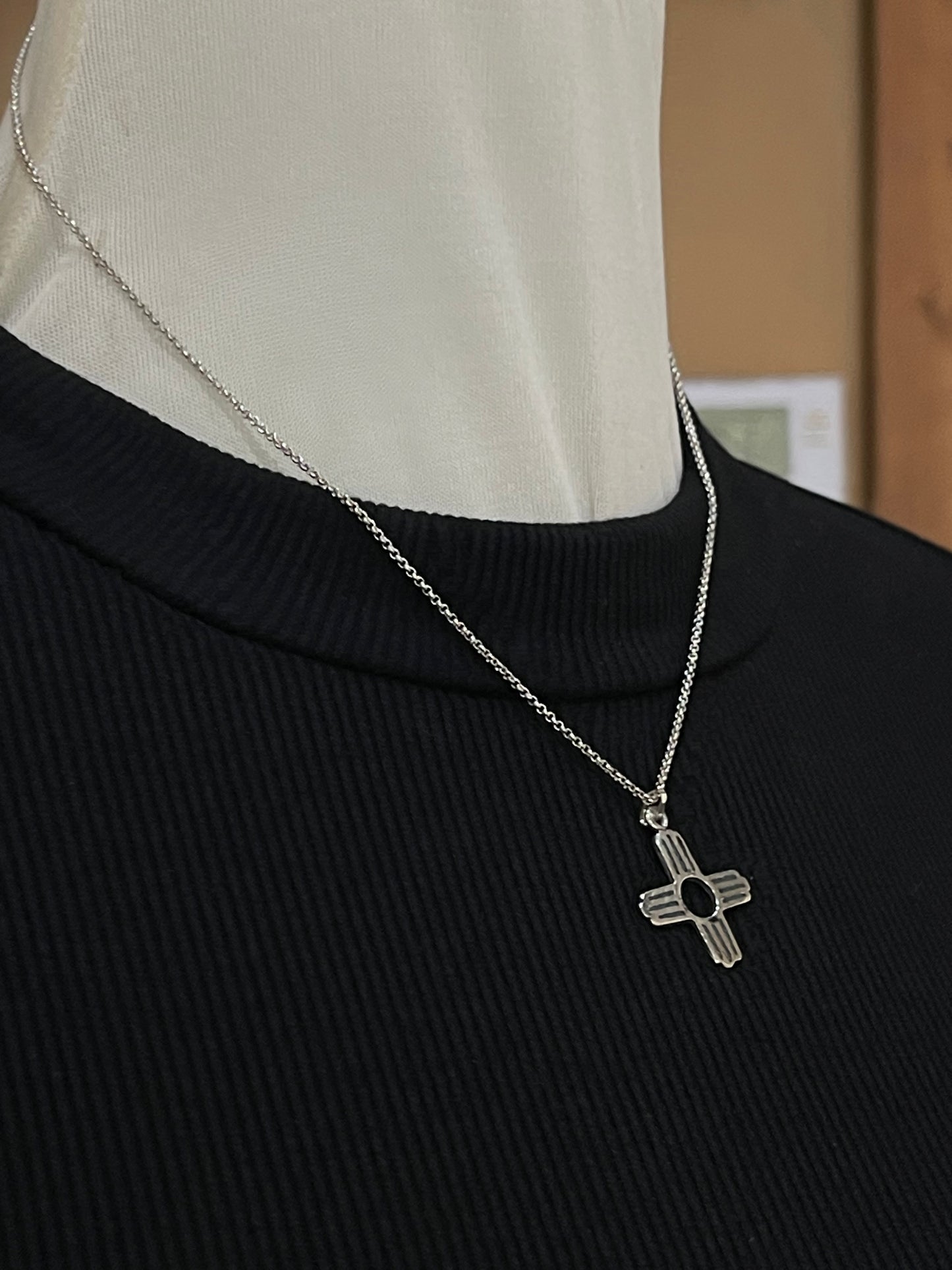 18" Inlaid Turquoise Zia Symbol Necklace by Zia
