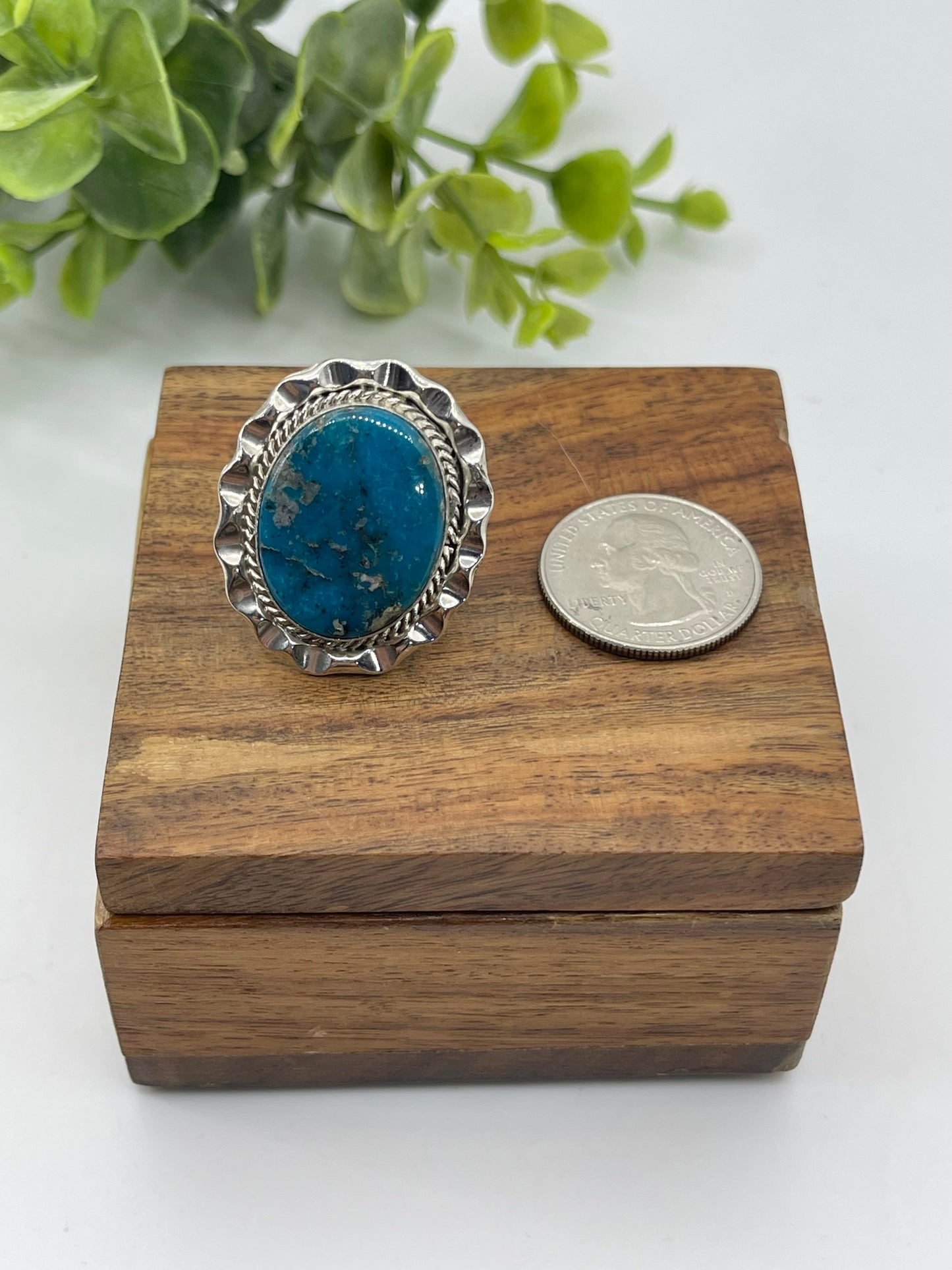 5.5 Kingman Turquoise Ring by Samuel Yellowhair, Navajo