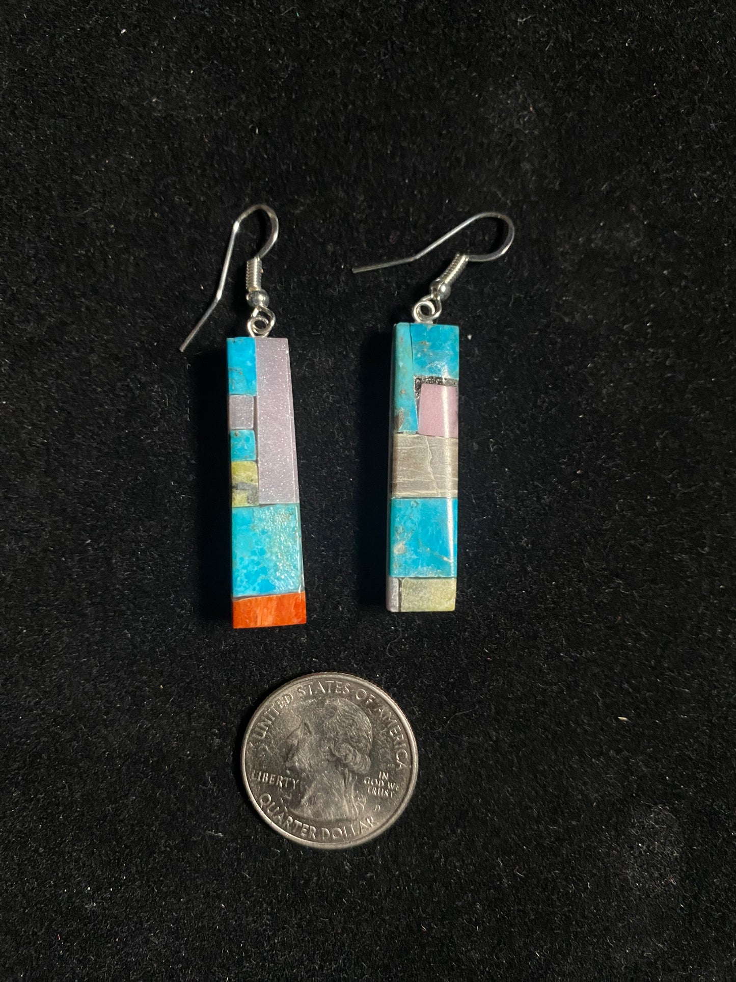 Paper Thin Lapidary Rectangle Dangle Earrings by Charles Bird