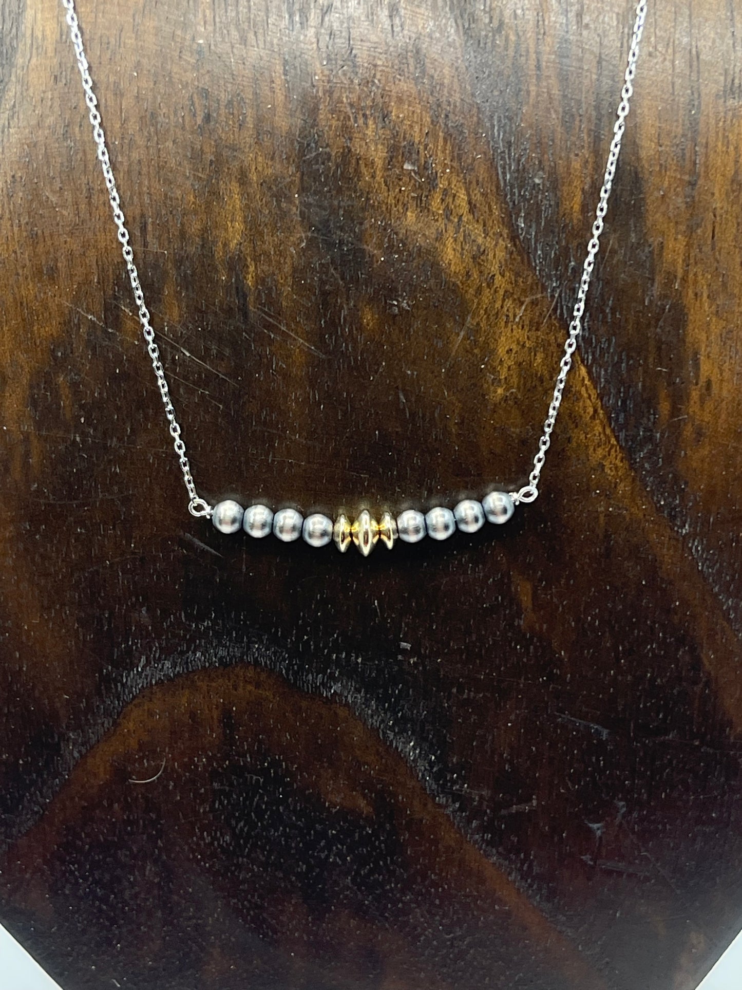 16" 4mm Navajo Pearls and 5mm 14k Gold Filled Beaded Necklace