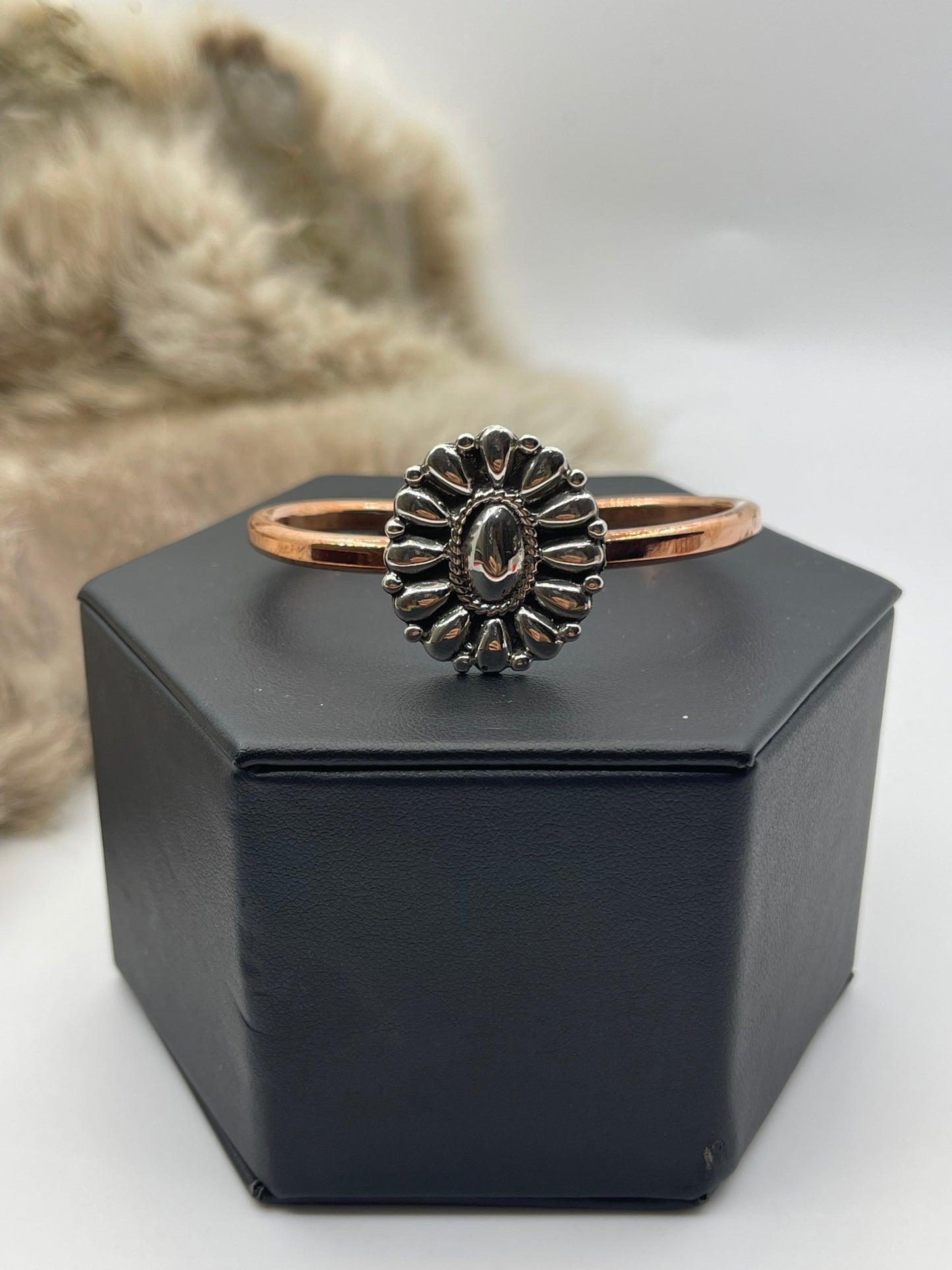 5.25”-7” Copper Band with Silver Cluster by Charlene Yazzie, Navajo