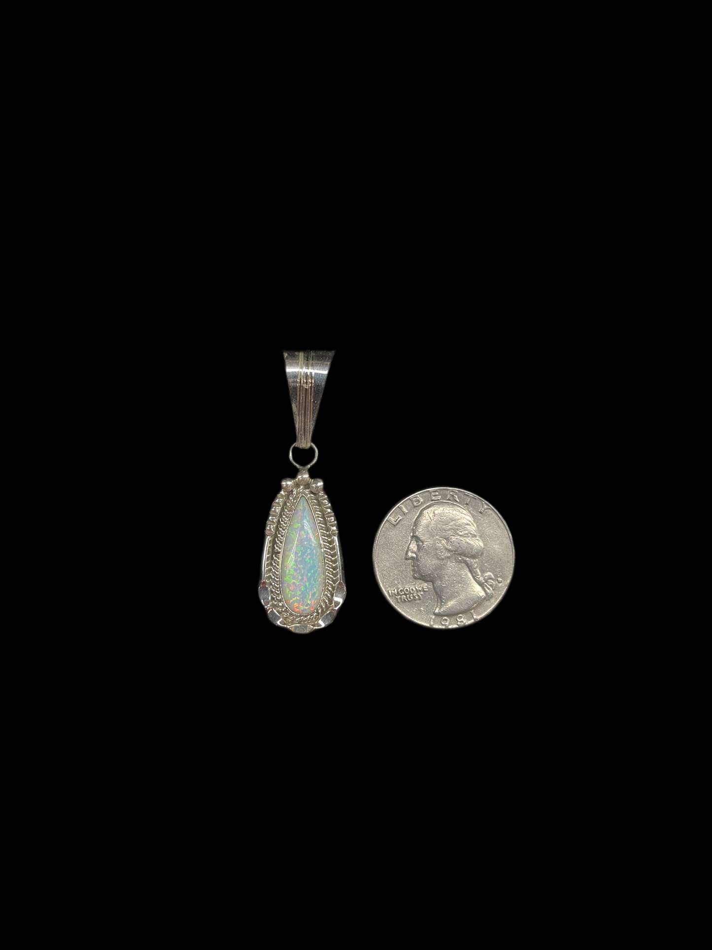 6.6mm Bale White Opal Pendant by Samuel Yellowhair, Navajo