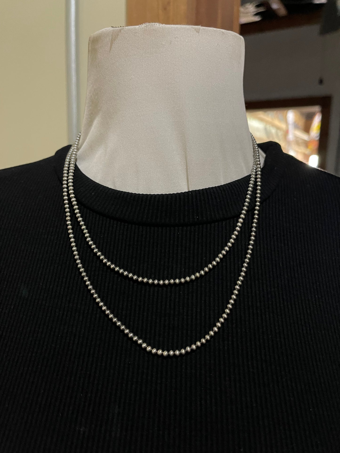 40" 3mm Navajo Style Pearls Necklace