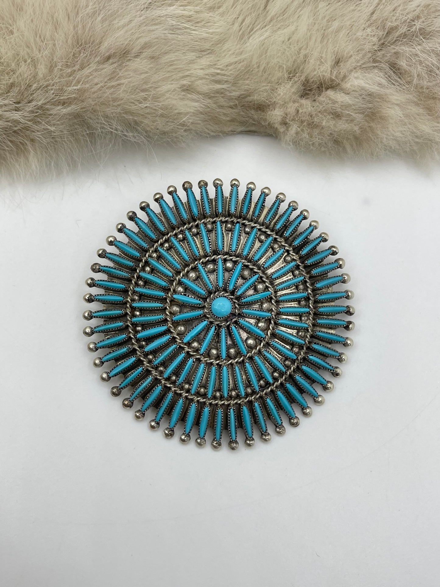 Needlepoint Pendant & Pin by Lance & Cordelia Waatsa, Zuni