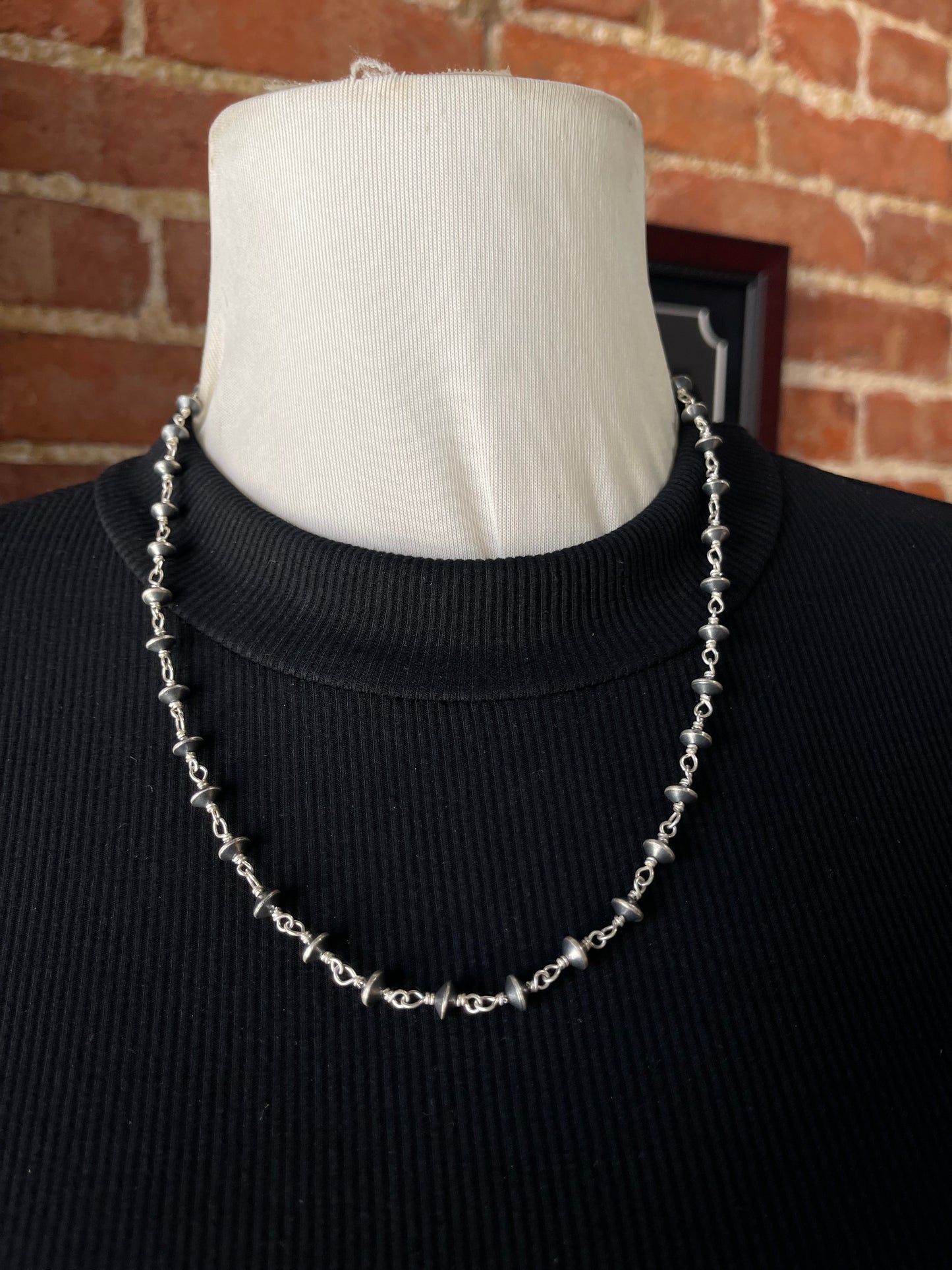 18" 6mm Rosary Style Handmade Navajo Pearl Necklace