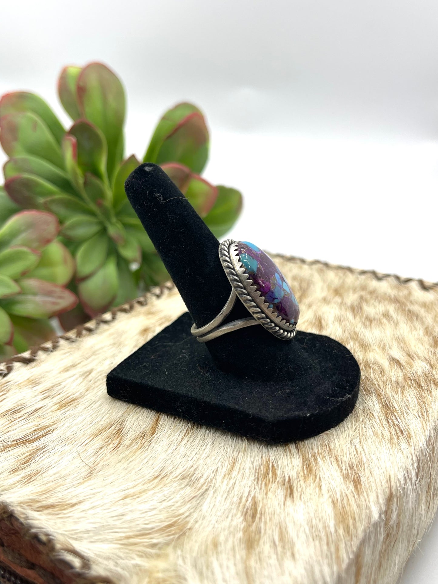 8.0 Purple Mojave Turquoise Oval Shaped Ring