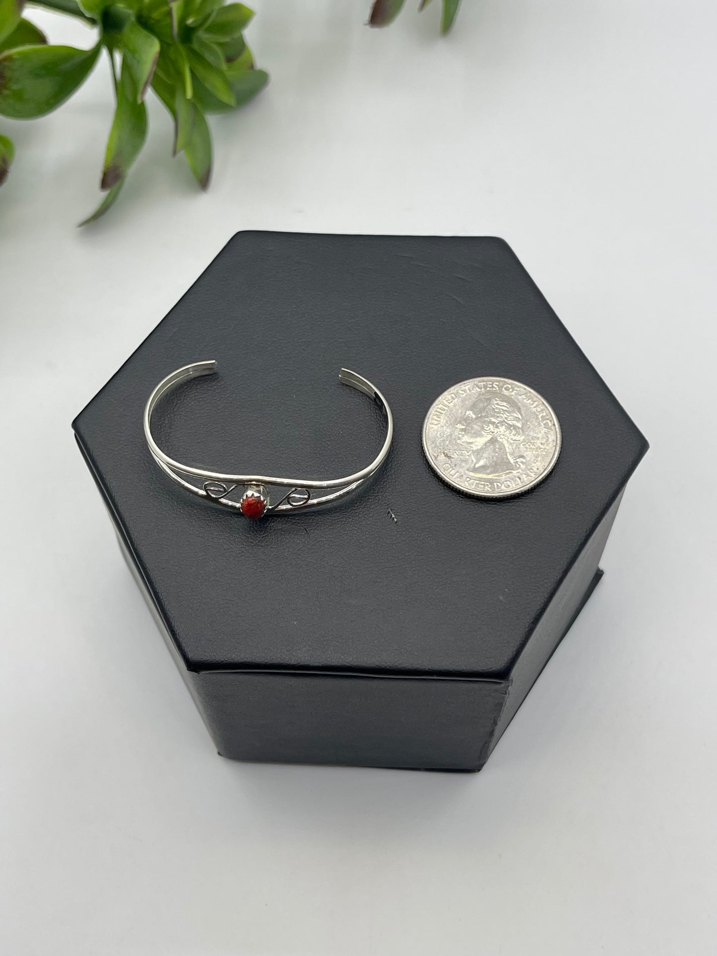 Coral Stone Sterling Silver Baby Bracelet