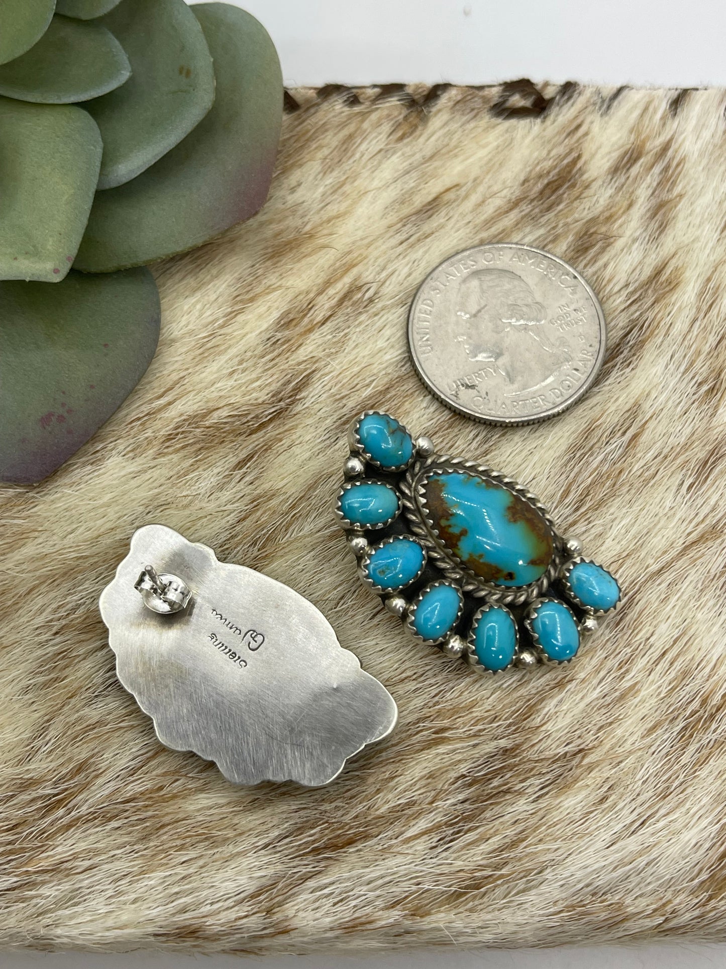 Half Cluster Kingman Turquoise Earrings