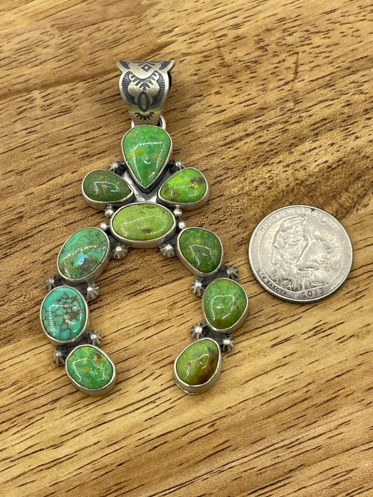 Green Turquoise Naja Pendant with a 10.4mm Bale
