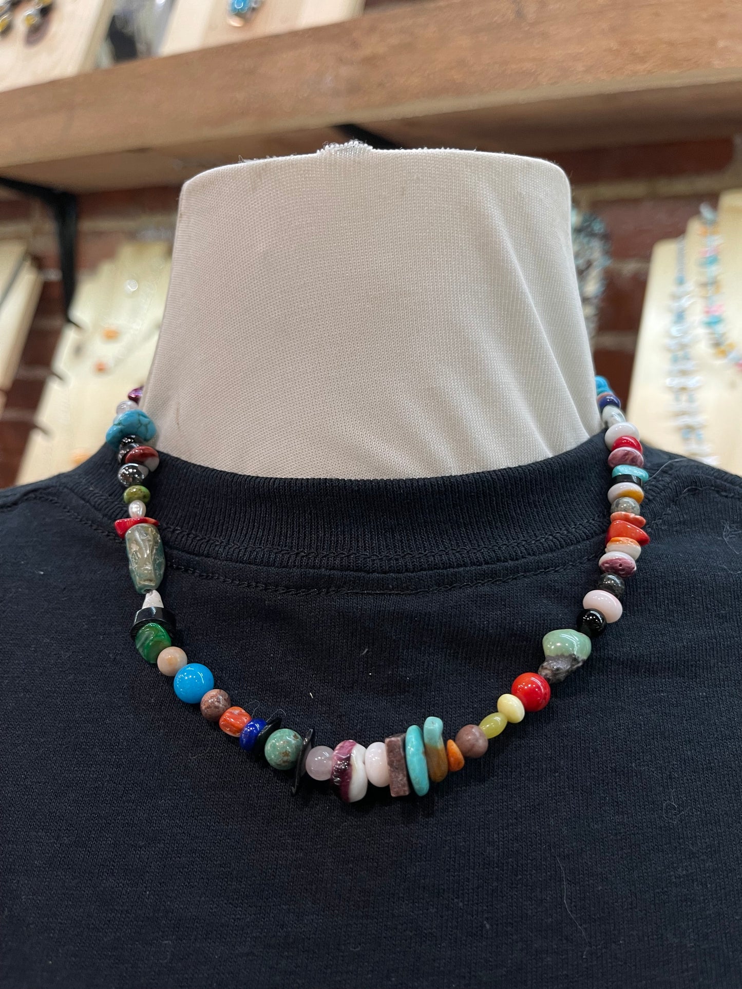 18" Multi Stone Chunk Nugget Necklace