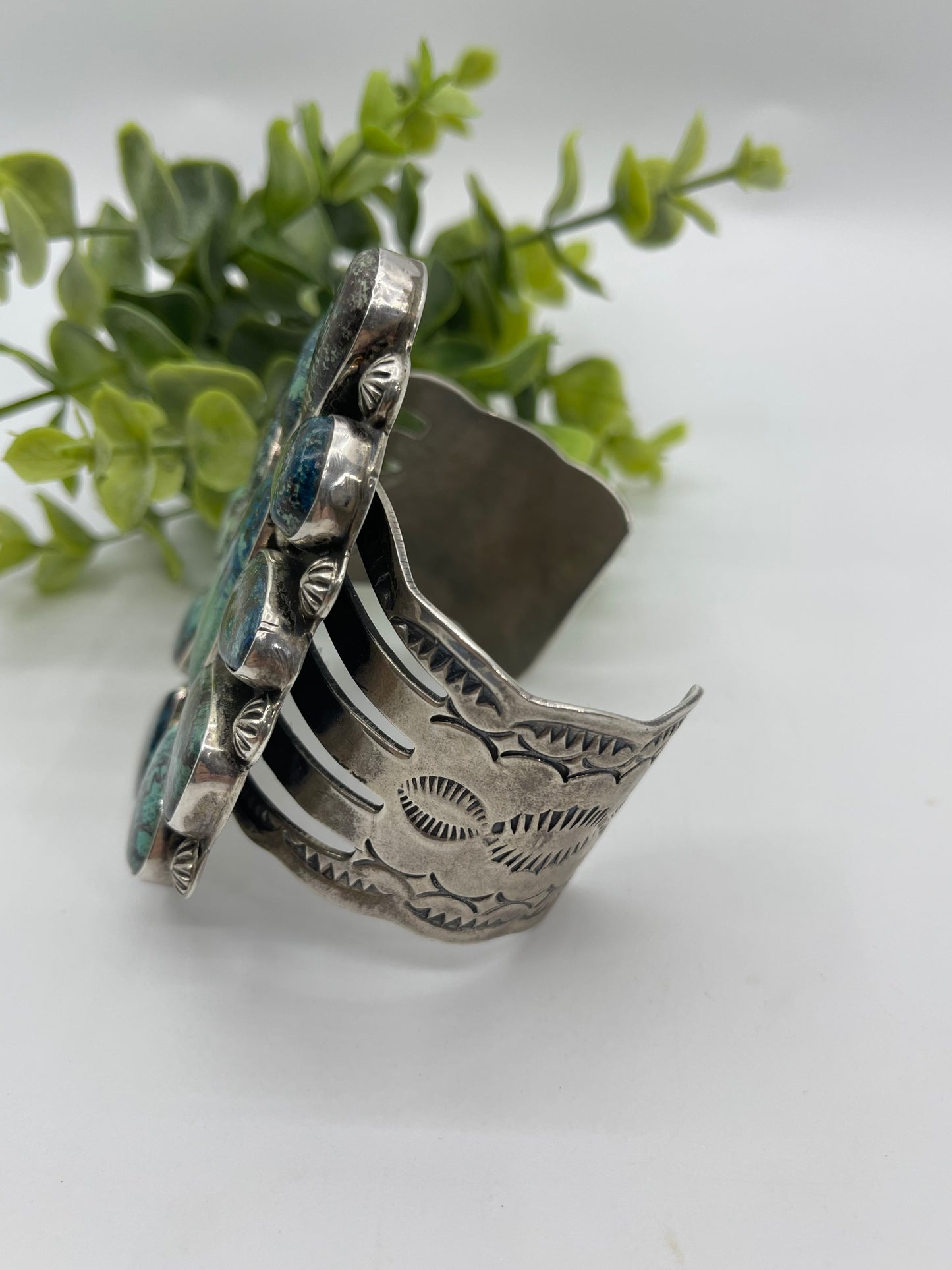 6.25'' - 7.75'' Azurite Stone Cuff By Chimney Butte Navajo