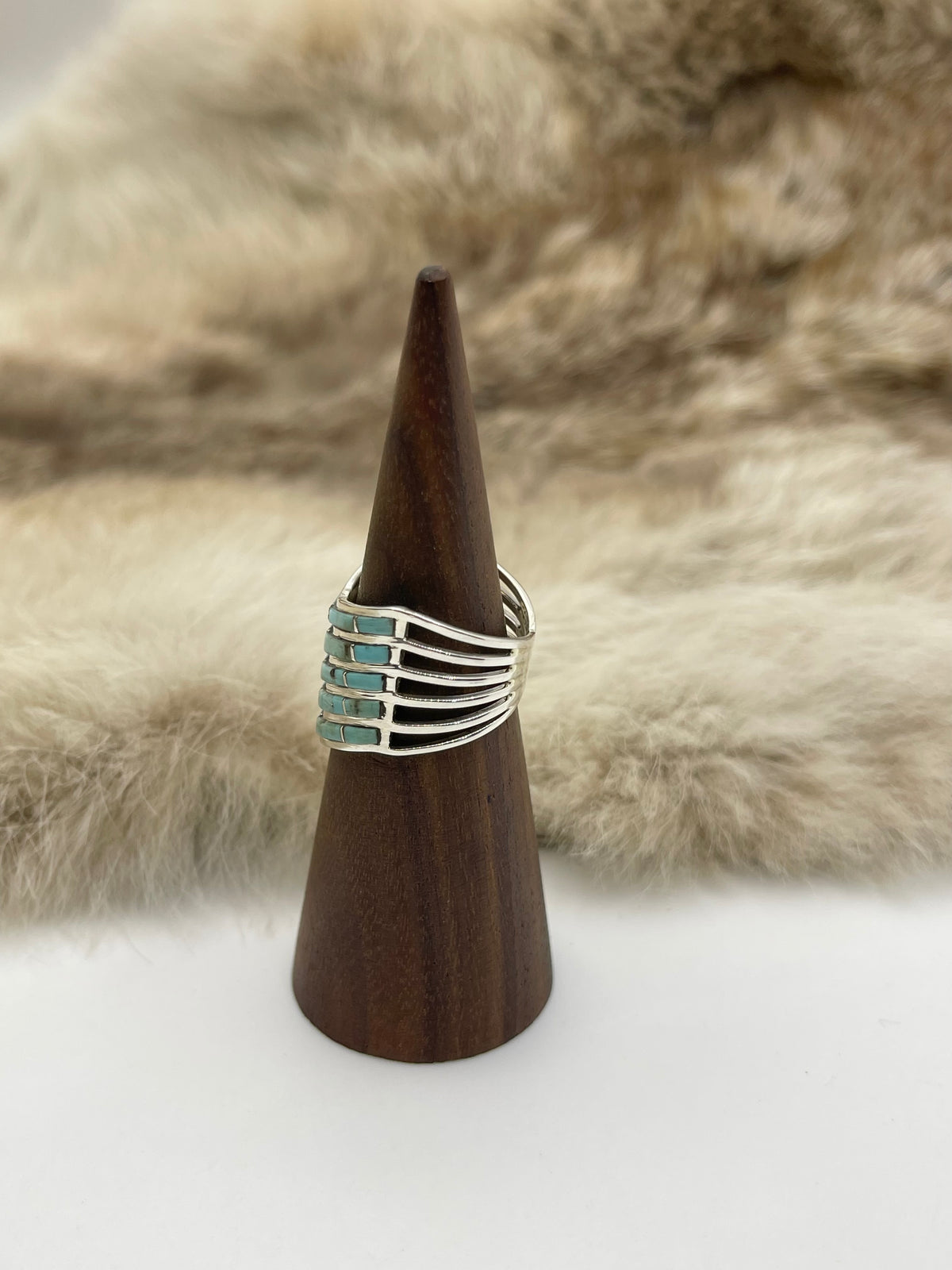 5 Row Chevron Ring by Andrew Enrico, Navajo