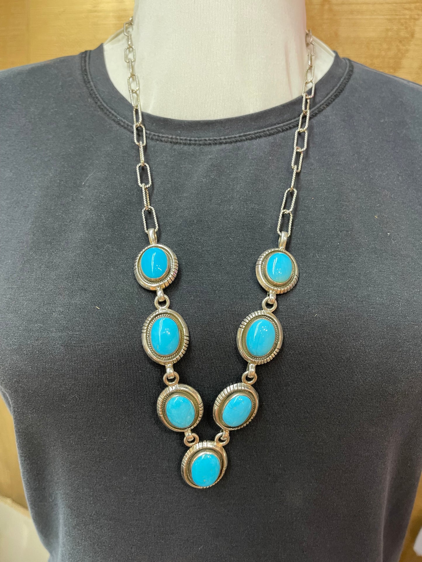 Sleeping Beauty Turquoise Lariat Style Necklace