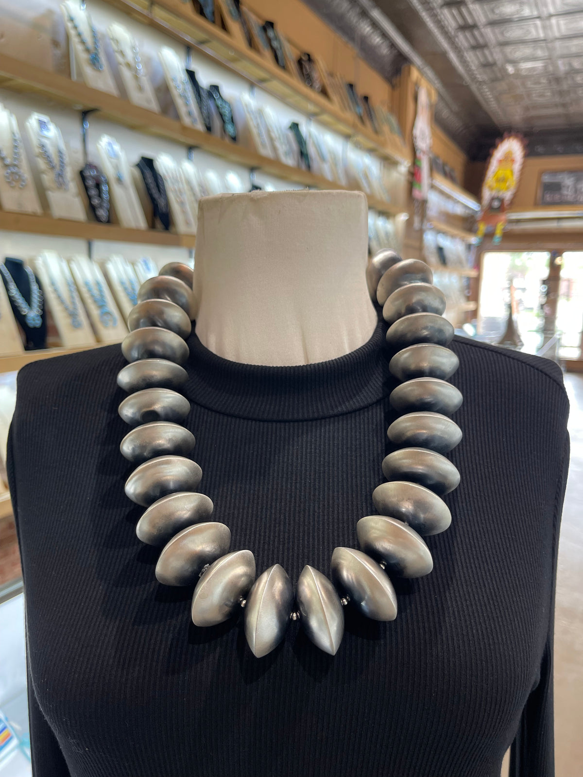 LOT 92 9/6 22"+3" Extender 36mm Handmade Navajo Pearls by Austin Haley, Navajo