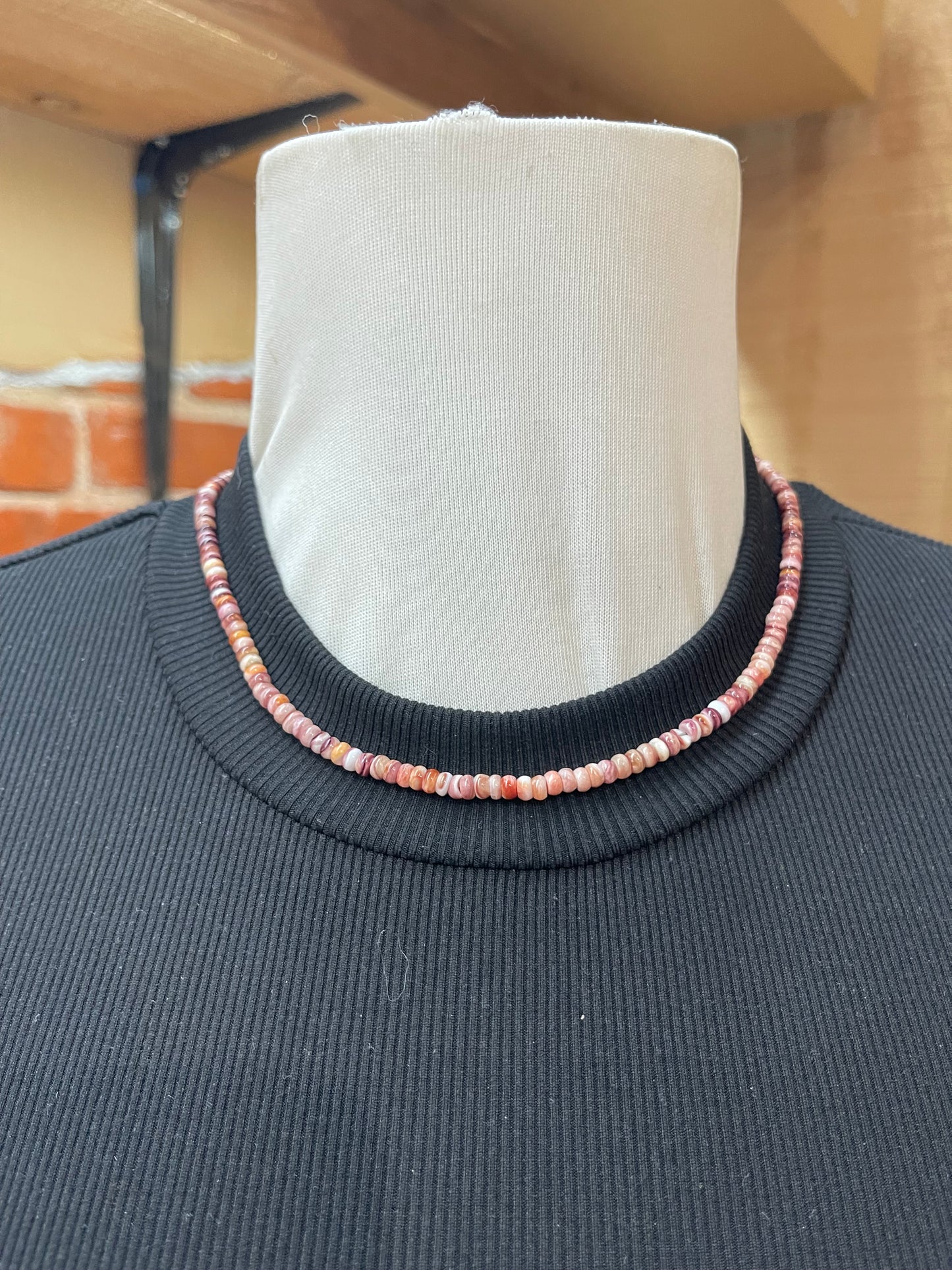 17" 4mm Spiny Oyster Necklace