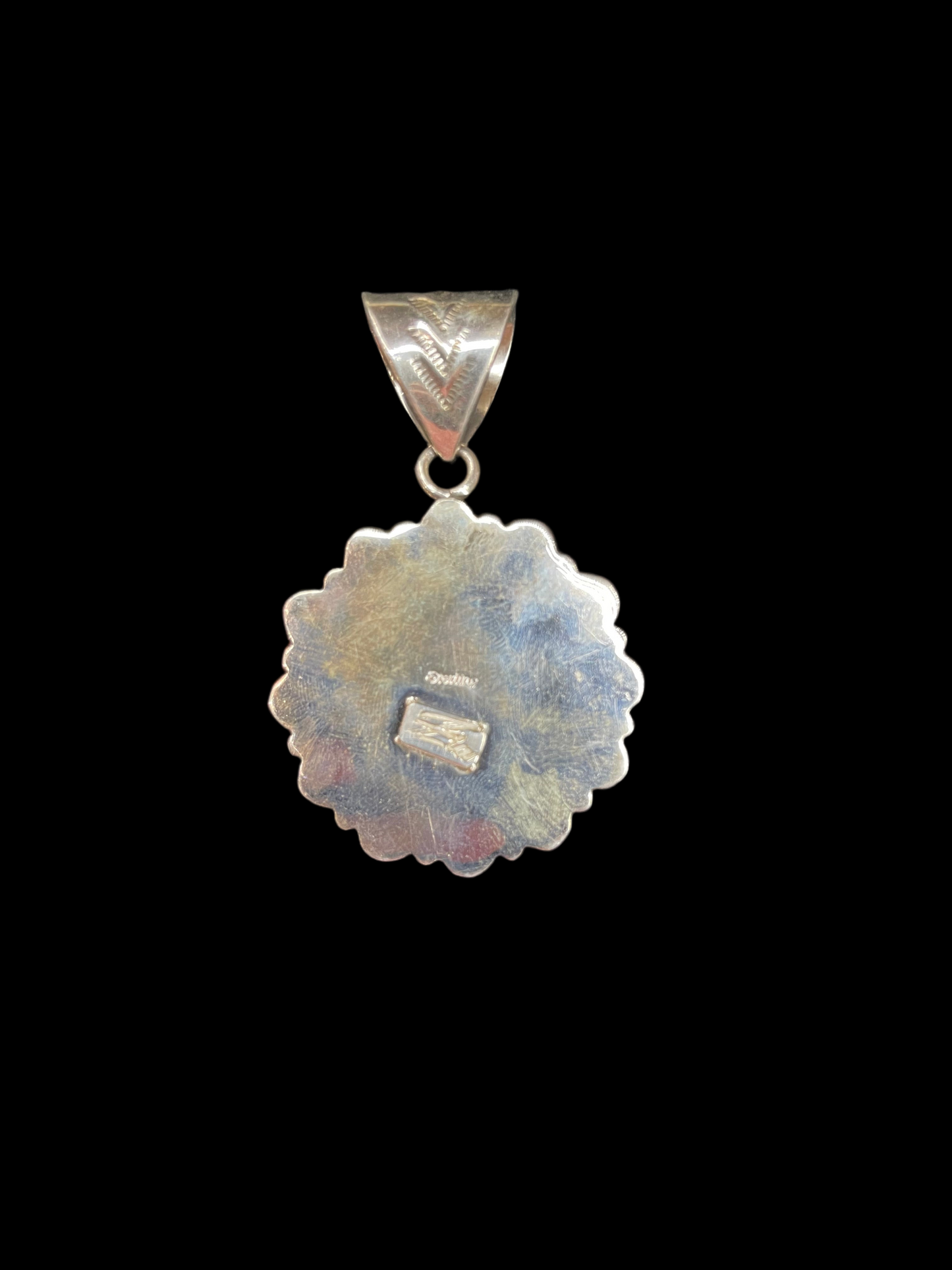 Purple Spiny Oyster Shell and Kingman Turquoise Pendant by Zia