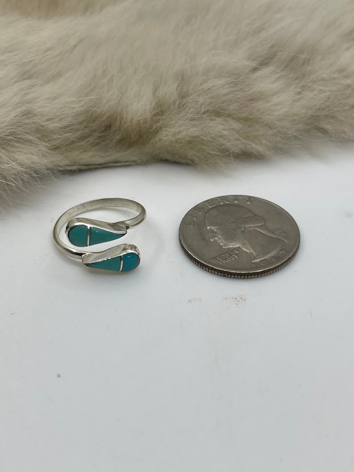 8.0 Adjustable Turquoise Ring by Velda Nestacio, Zuni