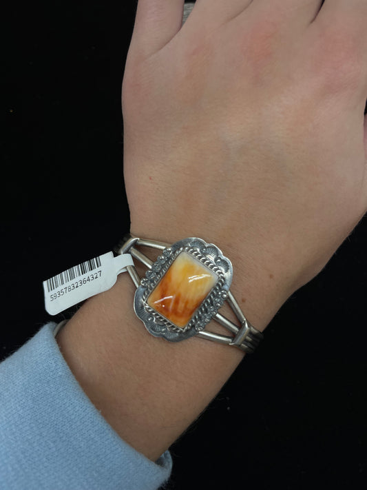 Orange Spiny Oyster Square Cuff Bracelet