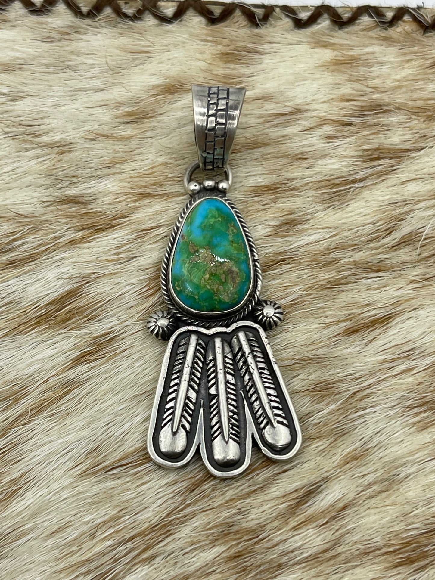 Sonoran Gold Turquoise Fam Pendant with a 10mm Bale
