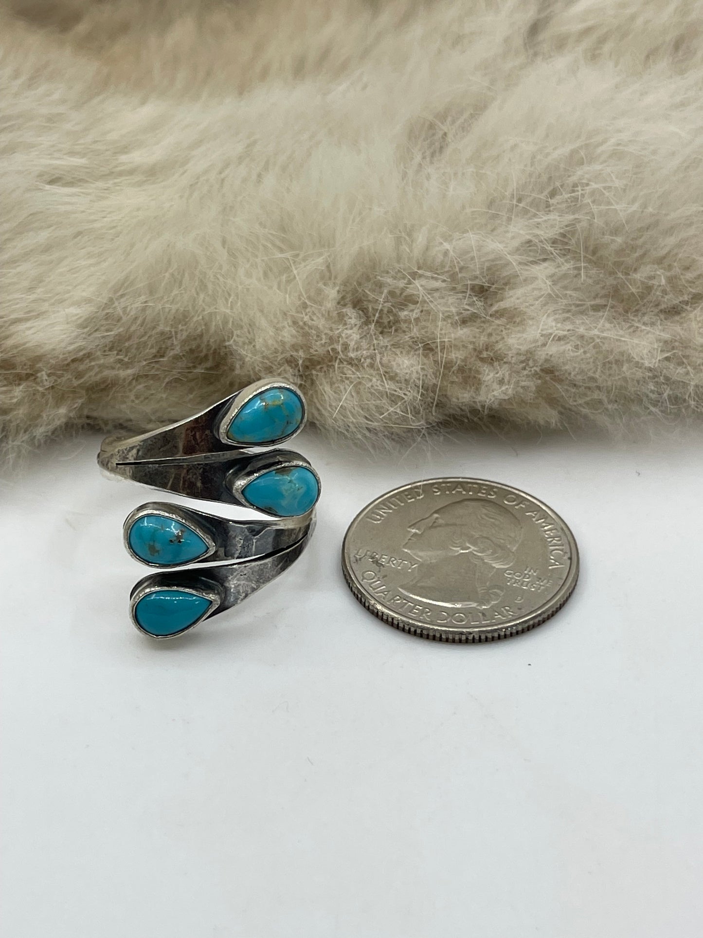 7.0 4 Stone Semi-Adjustable Ring by Thomas Yazzie, Navajo
