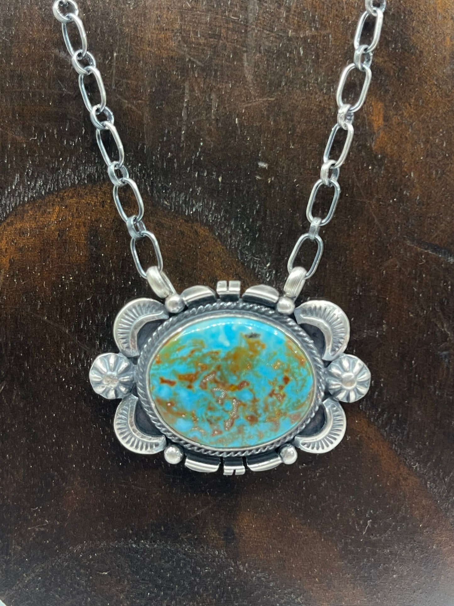 18" Sonoran Blue Turquoise Necklace By Daniel Benally, Navajo
