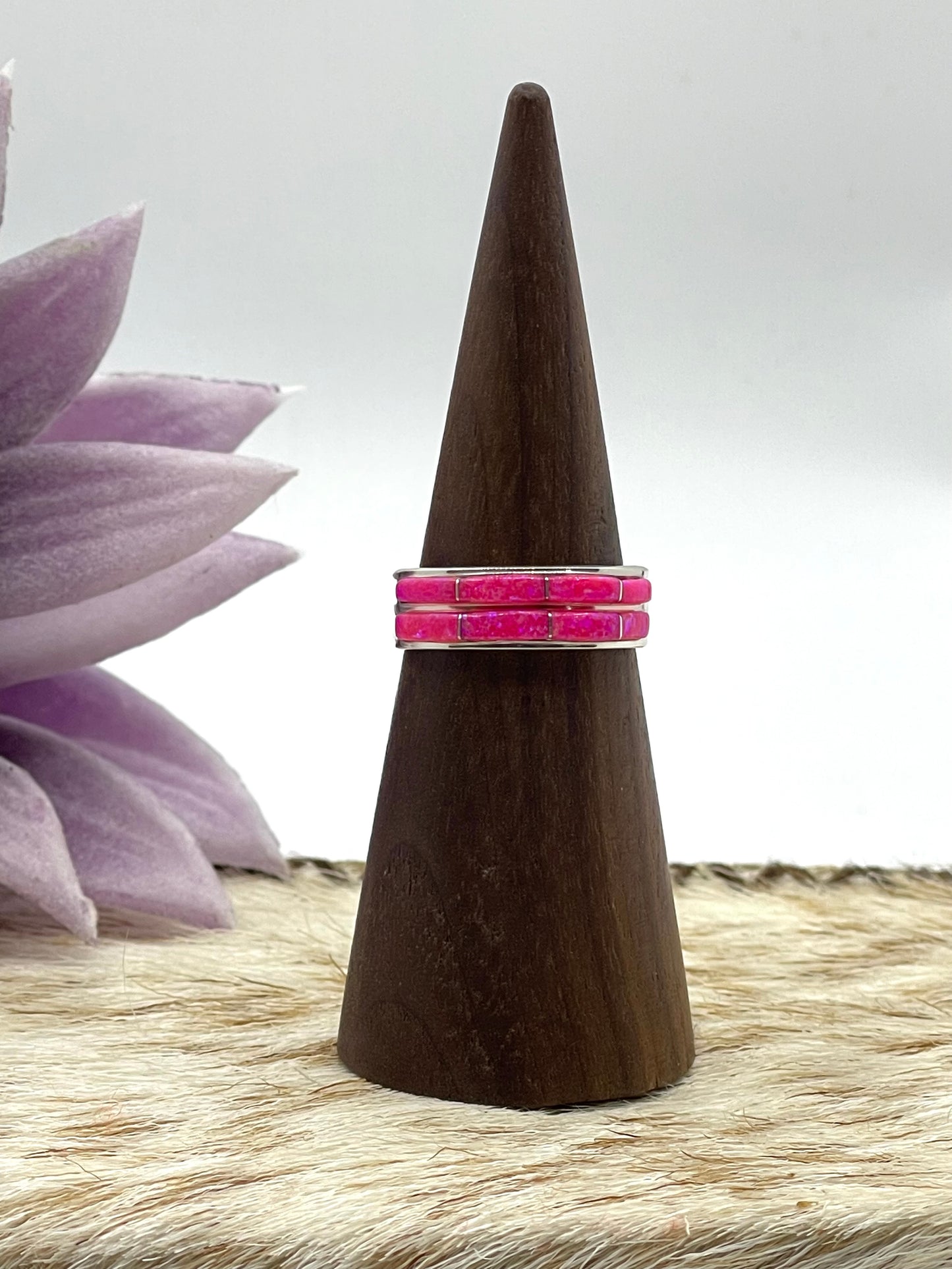 8.5 Hot Pink Opal 2 Row band by Jamie Johnson, Navajo