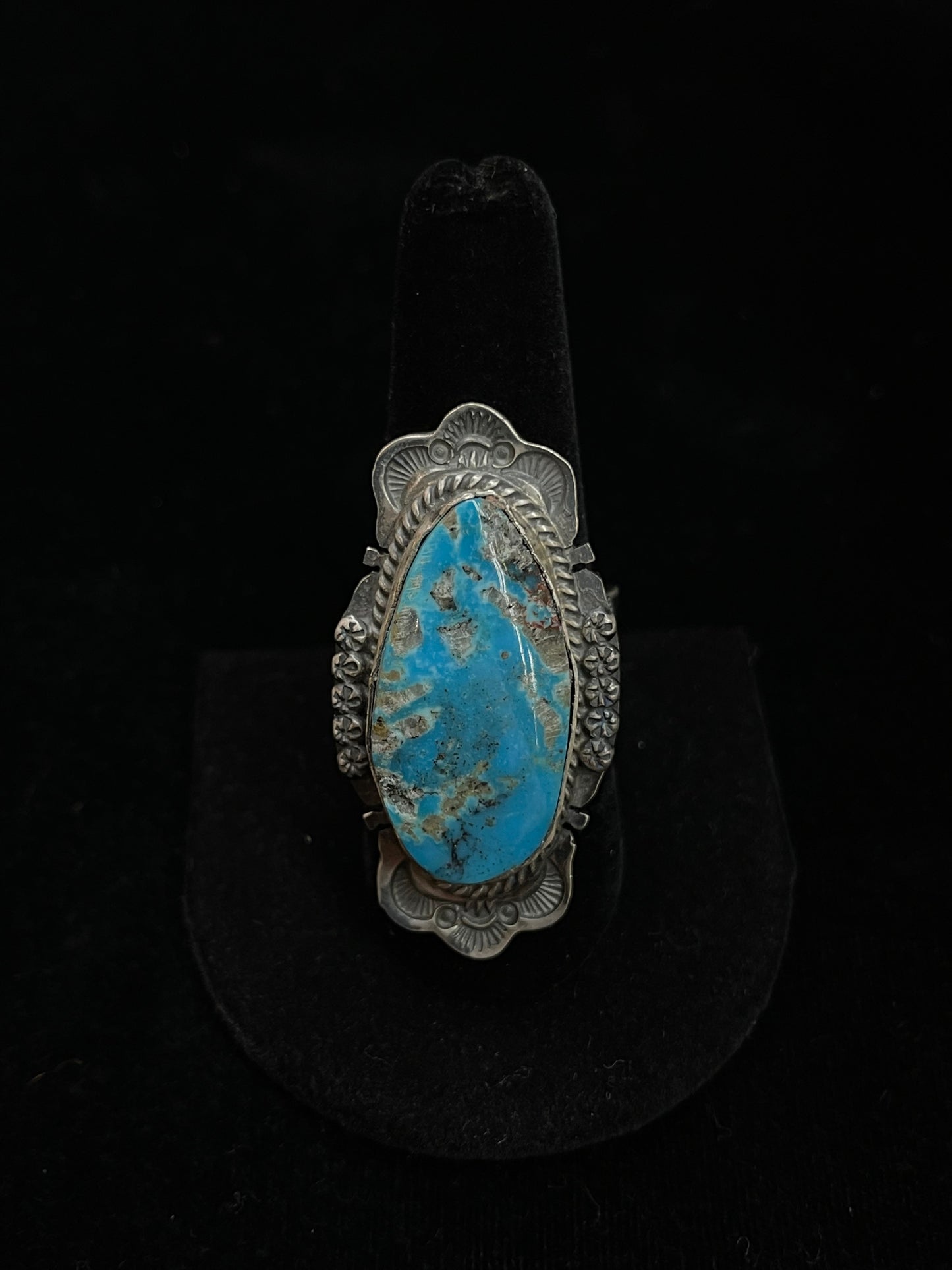 9.5 Big Kingman Turquoise Ring by John Nelson, Navajo