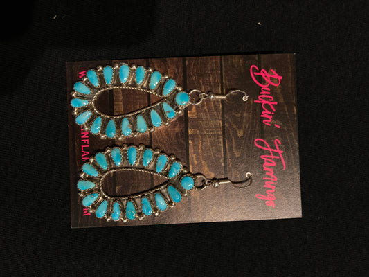 Sleeping Beauty Turquoise Teardrop Dangle Earrings by Alicia Wilson, Navajo