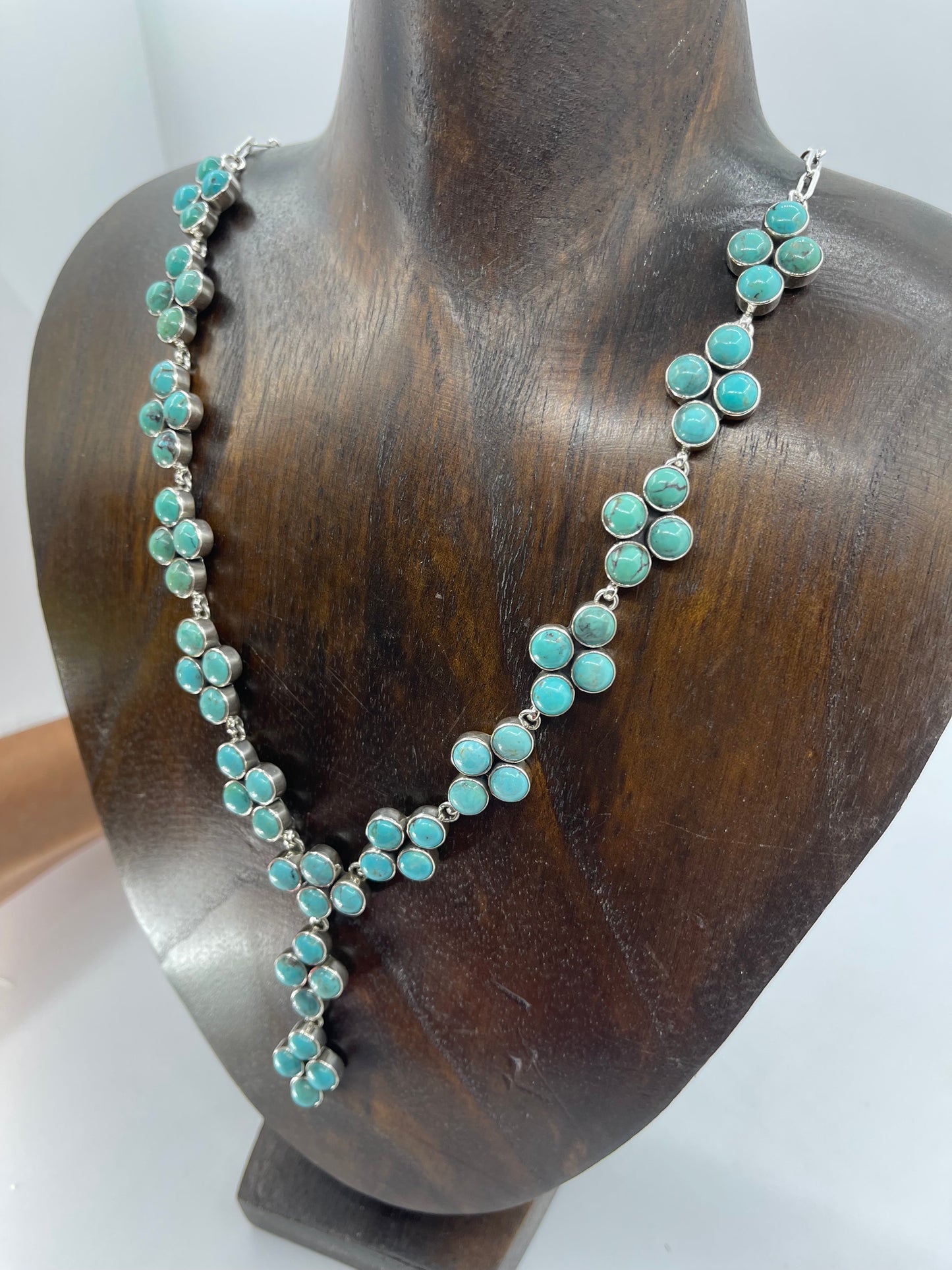 28" 60 Stone Turquoise Cluster Lariat Necklace