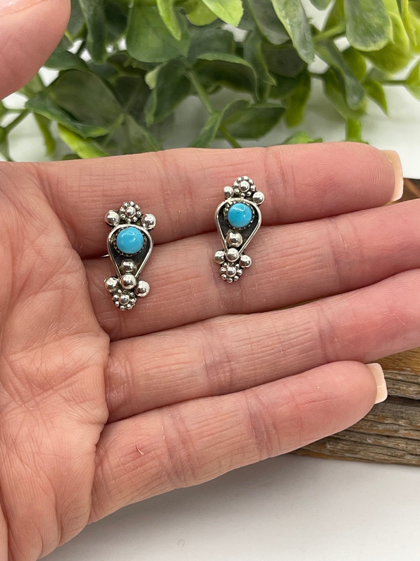 Post Teardrop with Turquoise Earrings