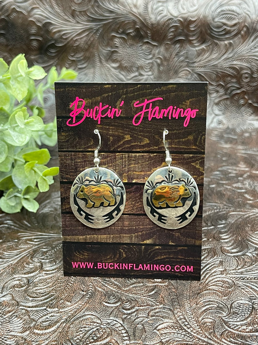 Brass Bear Earrings
