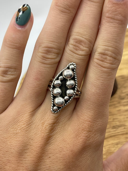 8.0 Silver Bubble Dot Ring by Jimmy Garcia, Navajo