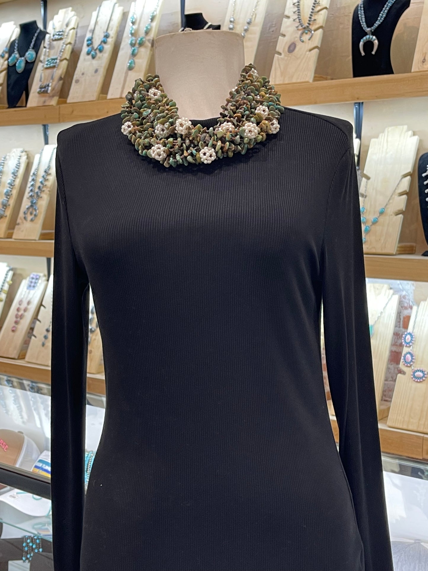 Fresh Water Pearl and Royston Turquoise 12 Strand Necklace