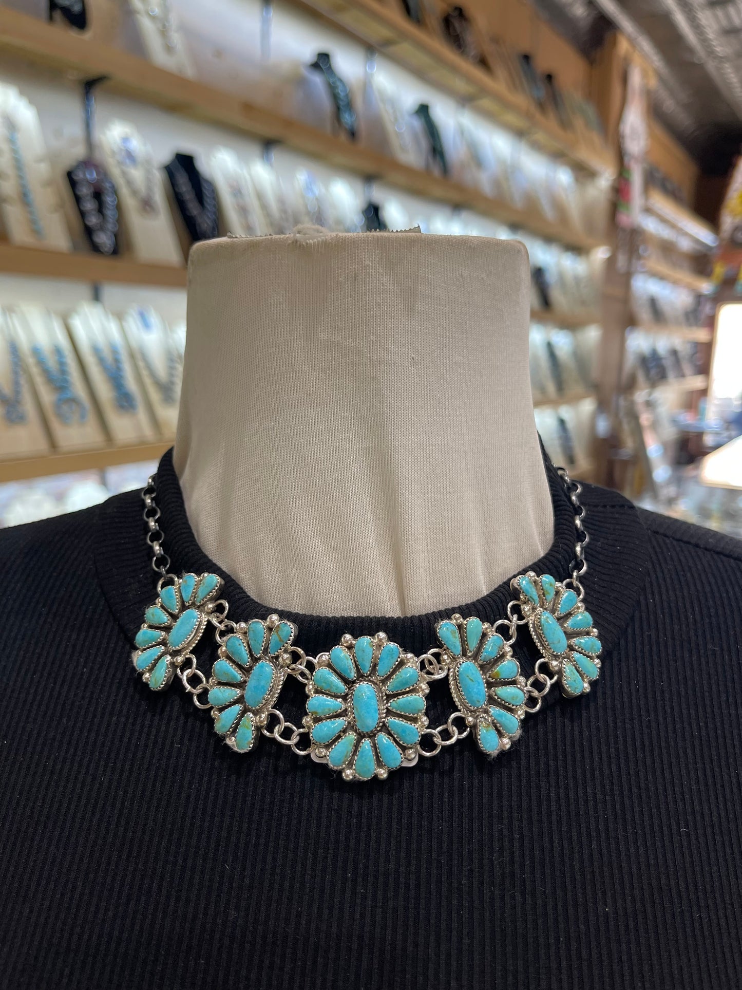 17" & Shorter Cluster Choker Necklace by Alicia Wilson, Navajo