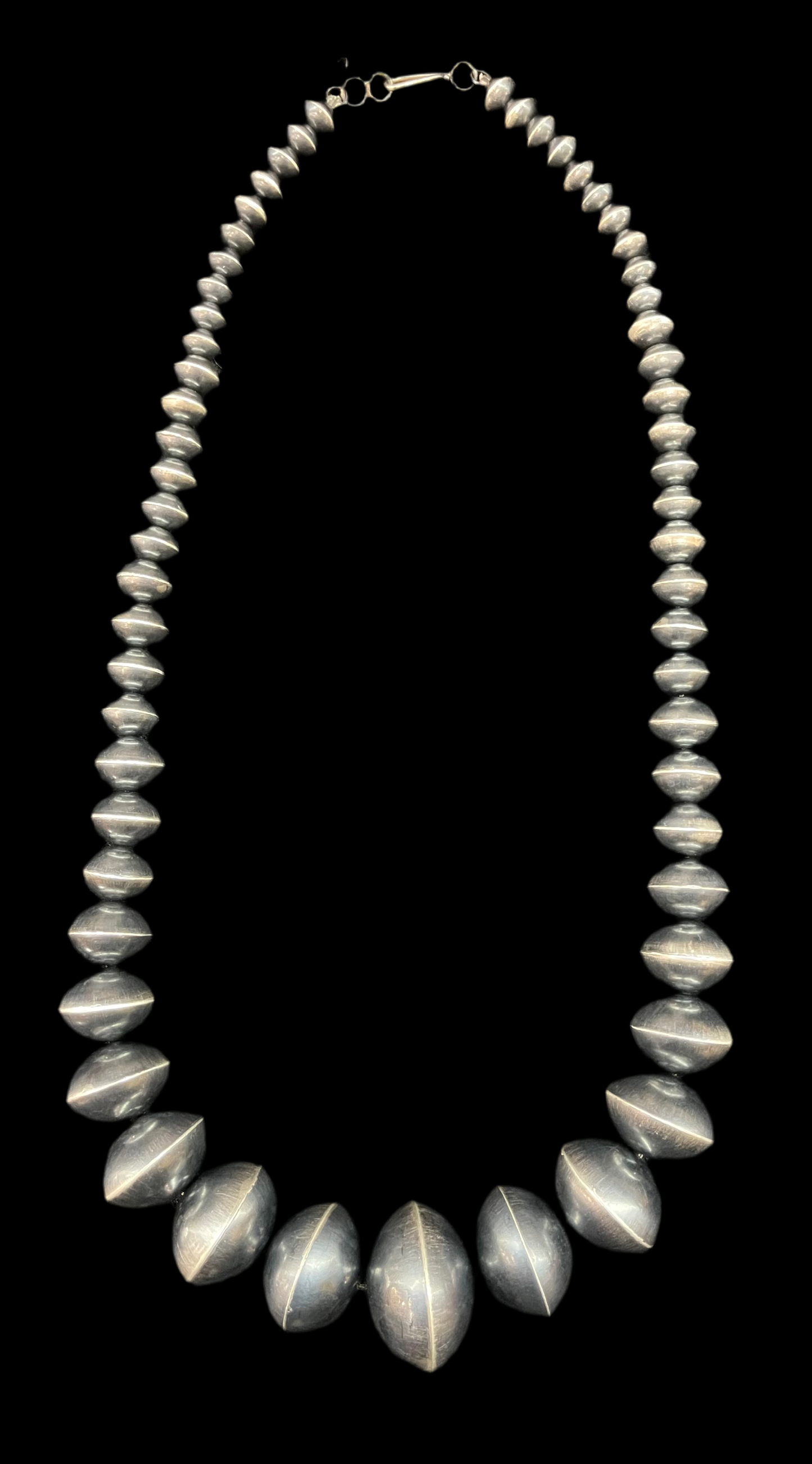 28" 10mm-36mm Handmade Navajo Saucer Pearl Necklace by Austin J.Haley