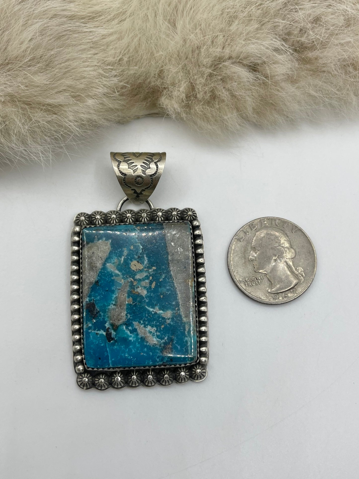 9.5mm Bail Kingman Turquoise Pendant with Pyrite Matrix by Jeff Largo, Navajo