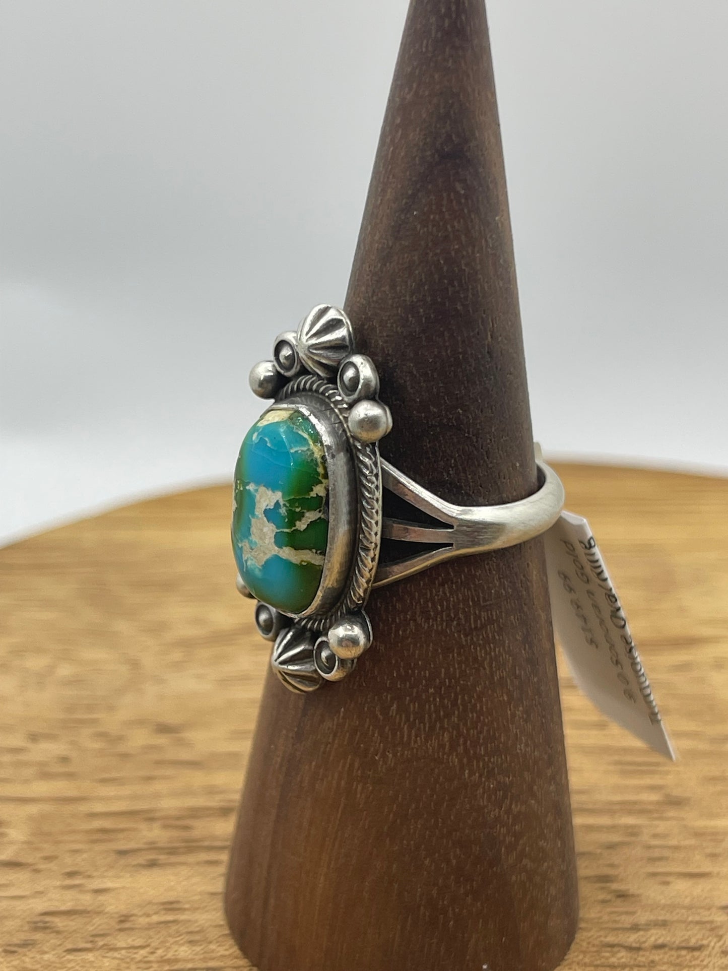 9.0 Sonoran Gold Turquoise Oval Ring by Maritta Benally, Navajo