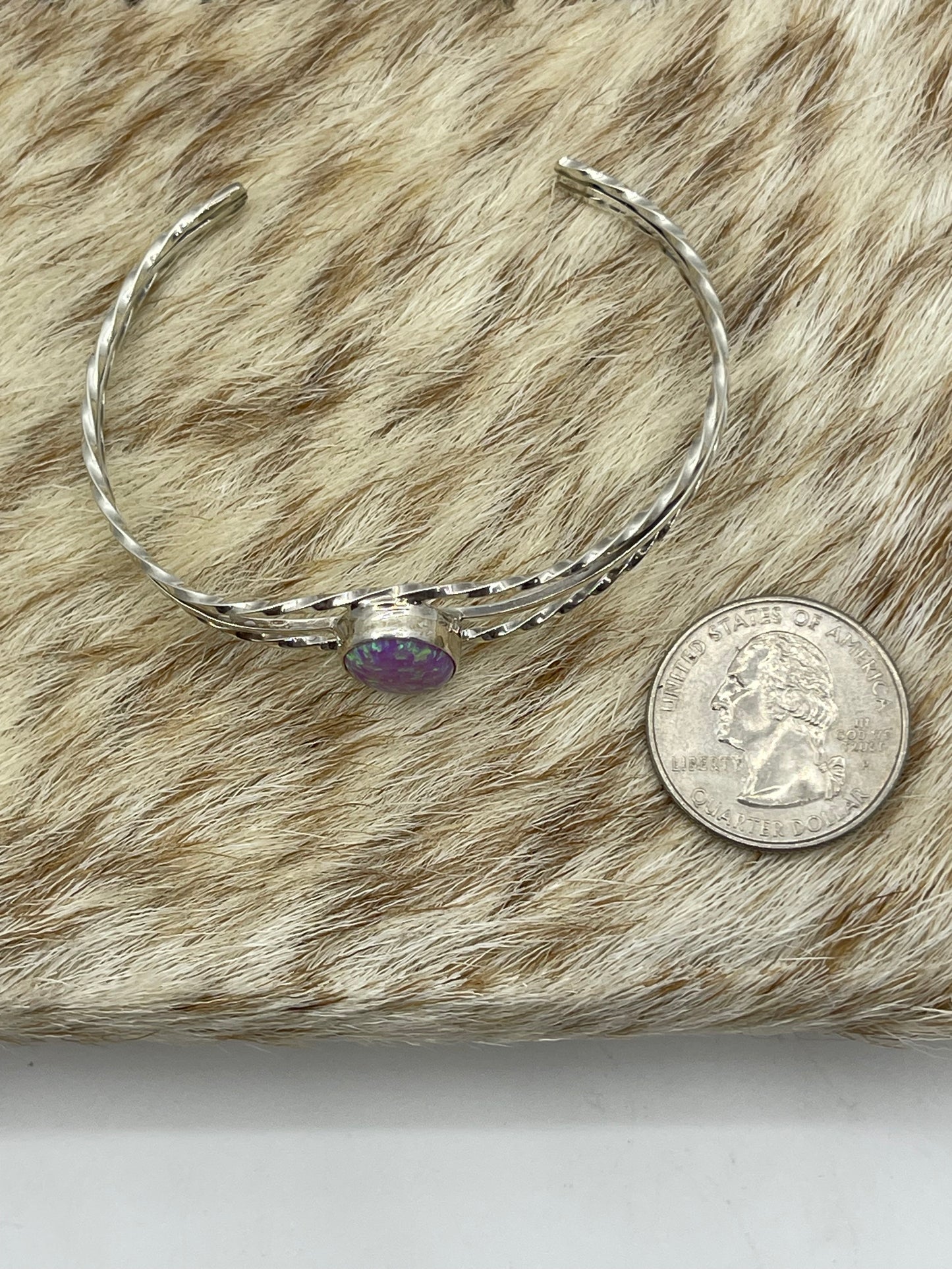 5 1/2"-7" Pink Opal Cuff by Alice Sanders, Navajo