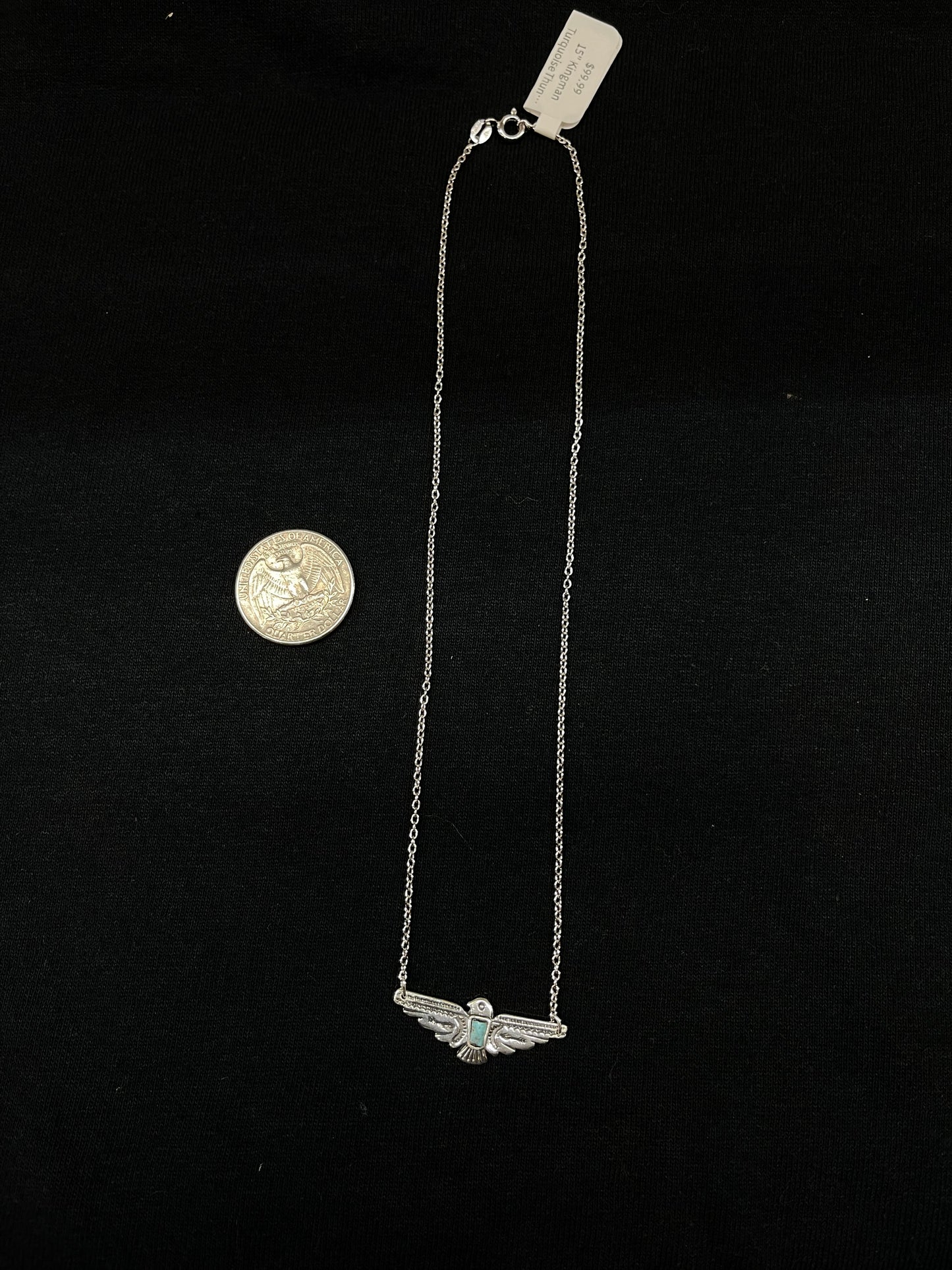 15" Kingman Turquoise Thunderbird Necklace