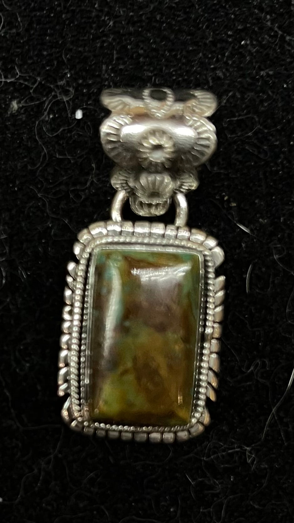 Square Turquoise Pendant with a 7mm Bale